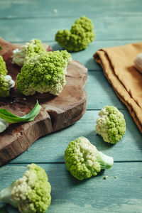 High angle view of vegetables on table