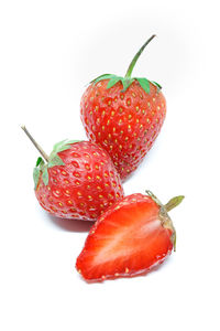 Close-up of strawberry against white background