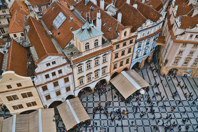 High angle view of buildings in city