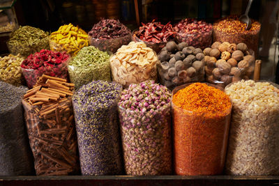 Close-up of various fruits for sale at market stall