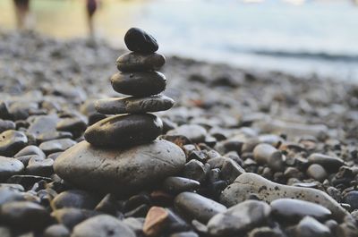 Surface level of stones on beach