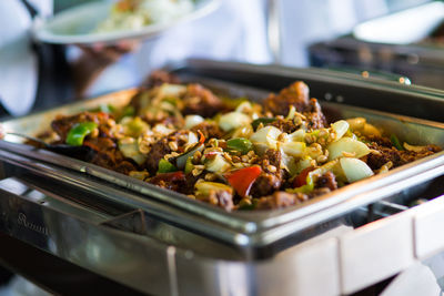 Close-up of meal served in plate