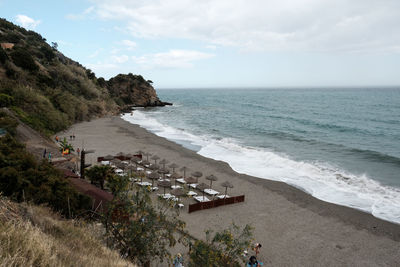 High angle view of beach against sky