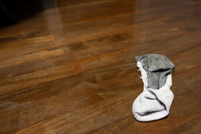 High angle view of wood on table at home