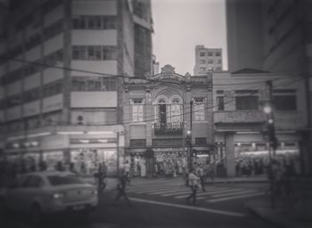 People walking on city street