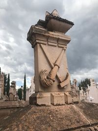 Low angle view of historical building against cloudy sky