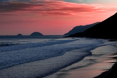 Scenic view of sea against sky during sunset