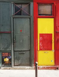 Closed door of building