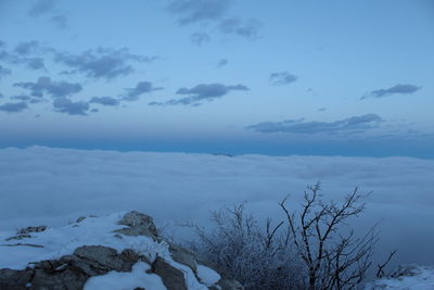 Scenic view of snow against sky