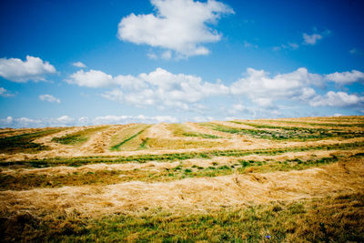 Scenic view of landscape against cloudy sky