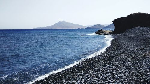 Scenic view of sea against clear sky