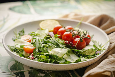 Close-up of salad in plate on table