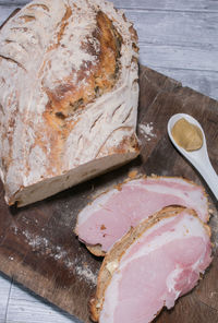 High angle view of bread on table
