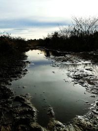Scenic view of lake against sky