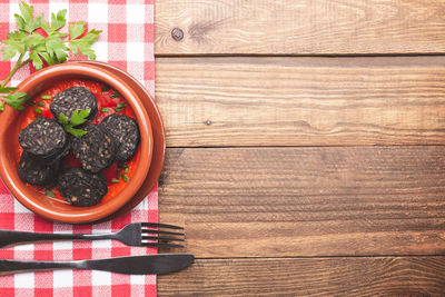 Directly above shot of food in bowl on table