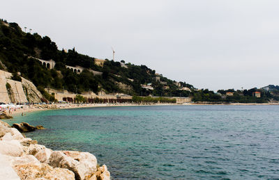 Scenic view of sea against clear sky