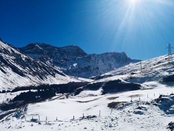 Scenic view of snowcapped mountains