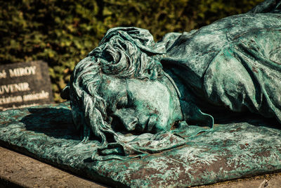 Close-up of statue by water