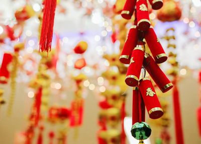 Close-up of hanging decorations