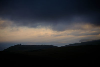 Scenic view of silhouette landscape against sky during sunset