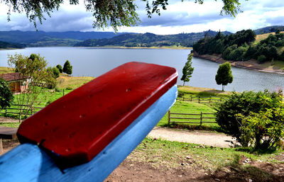 Scenic view of lake against sky