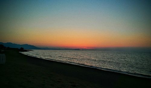 Scenic view of sea at sunset