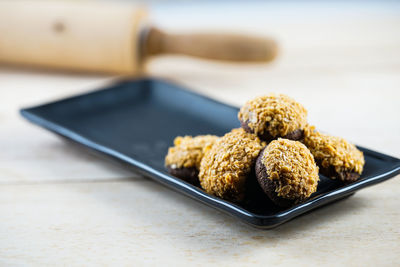 Close-up of food on table