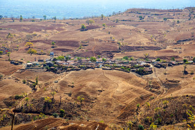 High angle view of townscape against sky