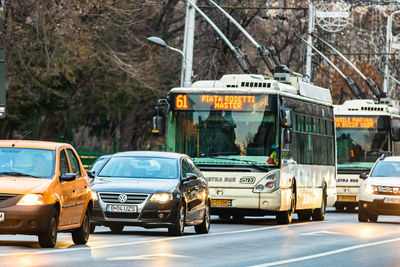 Vehicles on road in city