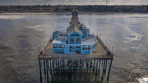 High angle view of boat in sea