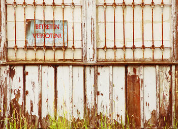 Close-up of damaged building