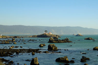 Scenic view of sea against clear sky