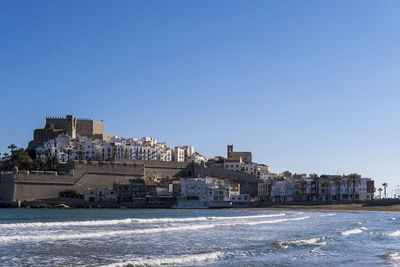 Old town of peniscola, castellón is a major tourist attraction on the spanish mediterranean coast.