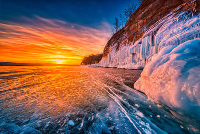 Scenic view of sea against sky during sunset