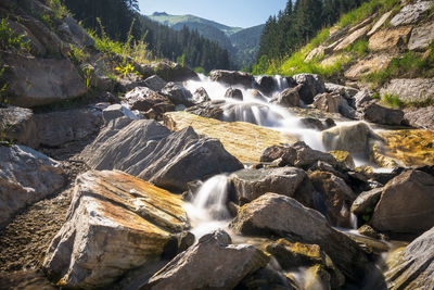 Scenic view of waterfall