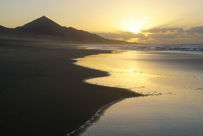 Sunset in cofete beach, fuerteventura