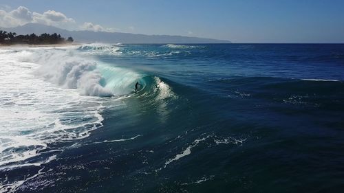 Scenic view of sea against clear sky