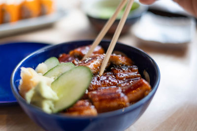 Close-up of food in bowl on table