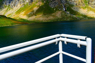 Scenic view of sea against mountain