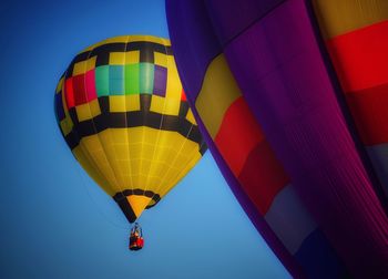 Low angle view of hot air balloons