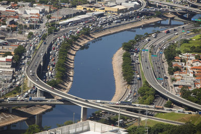 Sao paulo brazil city aerial tiete river. view. high quality photo