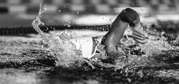 Woman swimming in pool