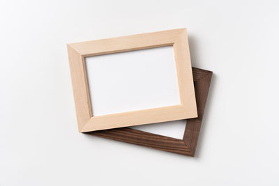 High angle view of empty paper against white background