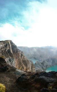 Scenic view of rocky mountains against sky