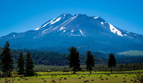 Majestic mountain against clear blue sky