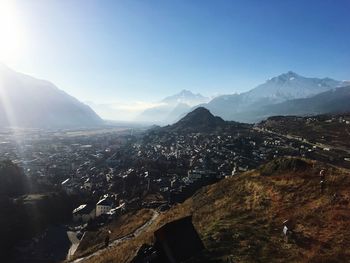 Scenic view of mountains against sky