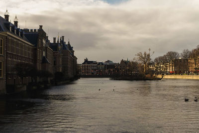 River passing through city buildings