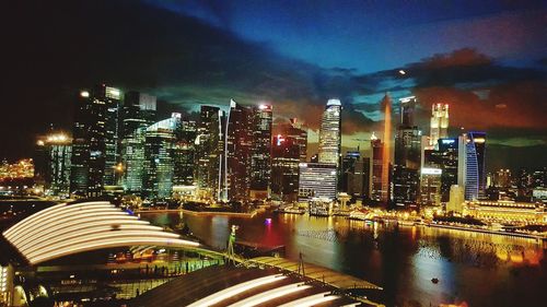 Illuminated cityscape at night