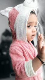 Portrait of cute girl in snow