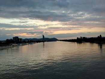 Scenic view of sea against sky at sunset